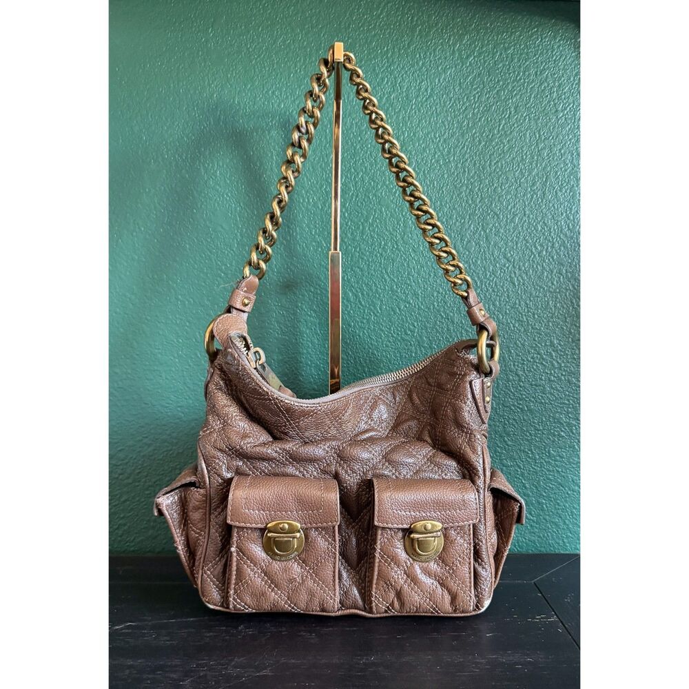 Marc Jacobs Brown Quilted Leather Multipocket Blake Chain Shoulder Bag